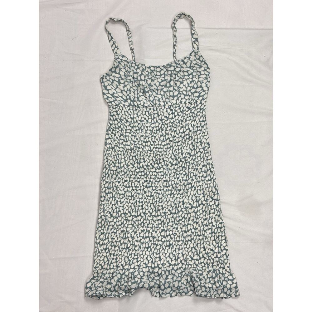 Abercrombie & Fitch Runched Bodycon Mini Dress Women's XS Green White Stretch